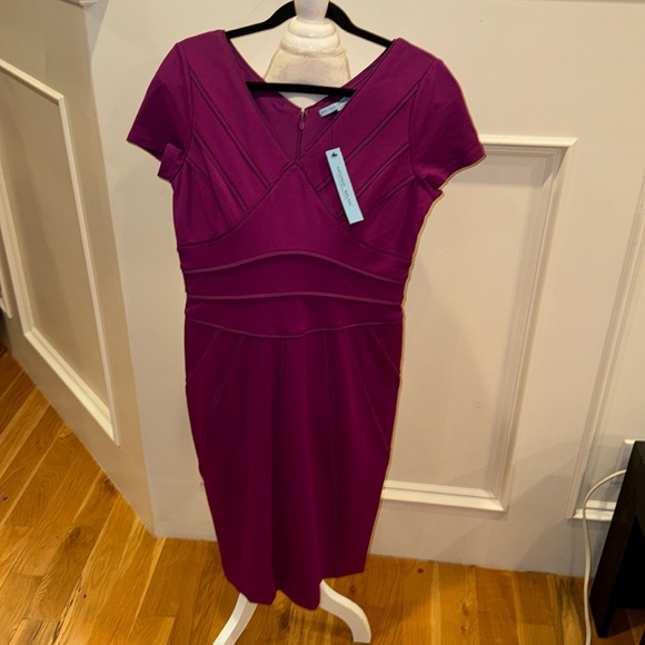 ANTONIO MELANI Dresses & Skirts - Purple plum fitted dress with thick knit and structured design